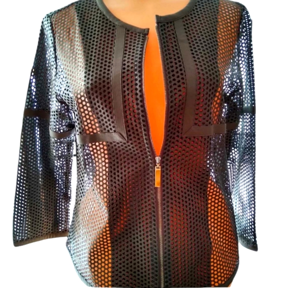 Damee Inc  Brown Netted Jacket   NWT